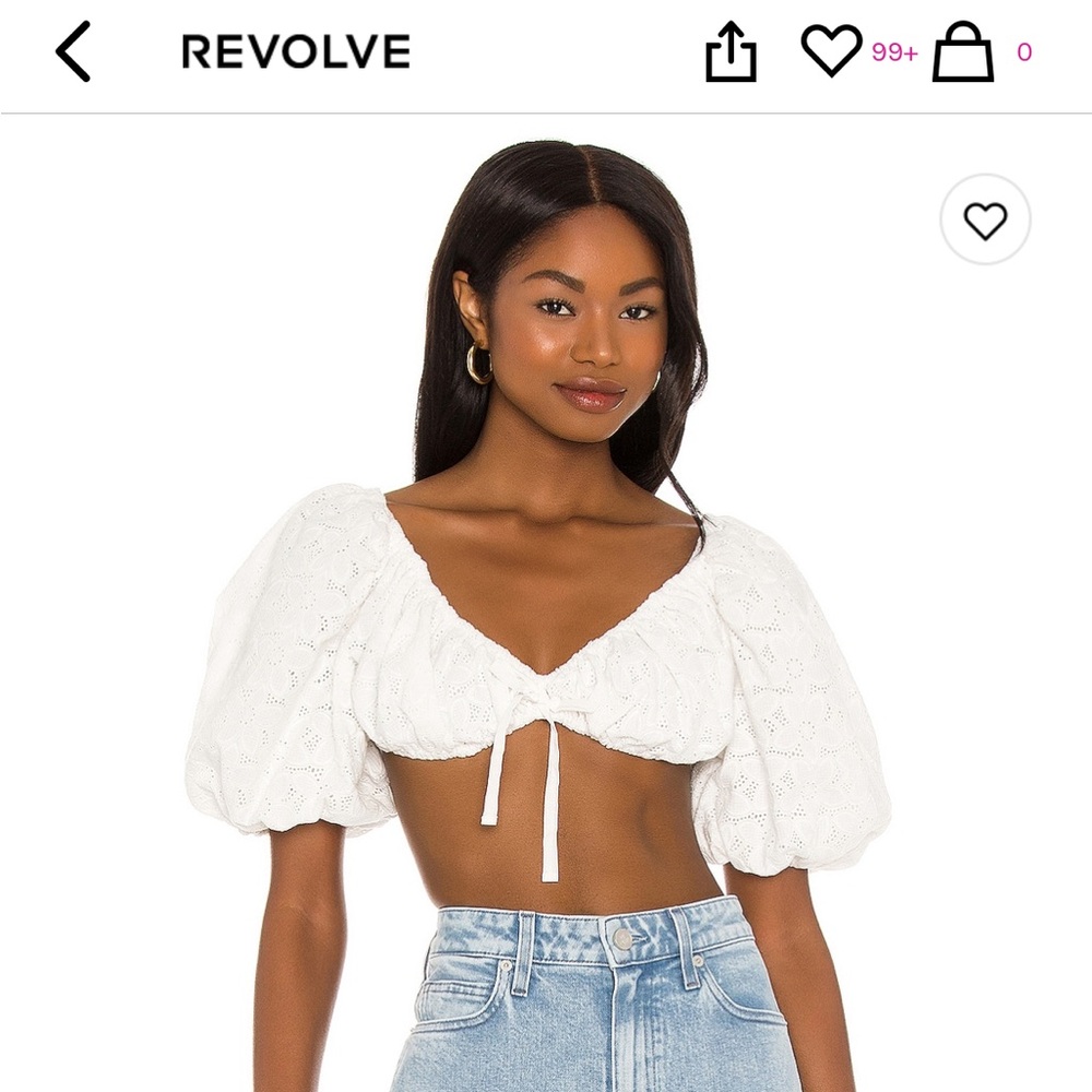 For Love & Lemons Ivory Myla Crop Top